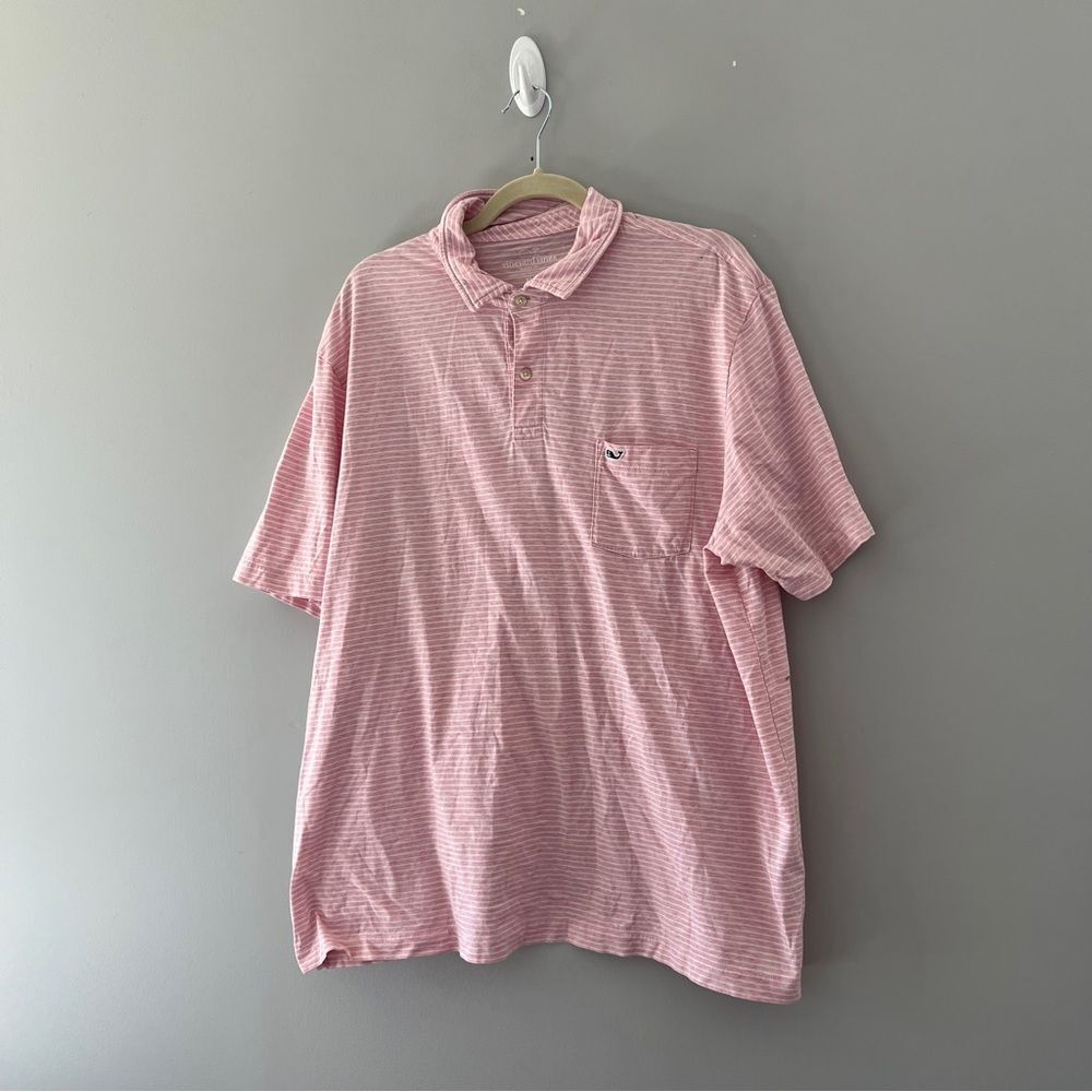 Vineyard Vines Pink Classic Fit Polo Cotton Striped XL